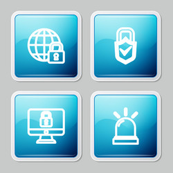 set line global lockdown lock and check mark vector image