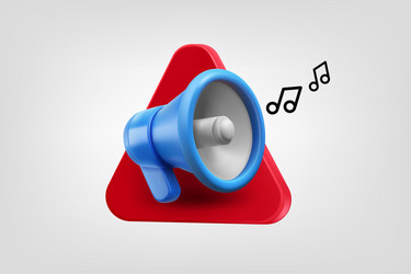 megaphone with notes on red triangle 3d vector image