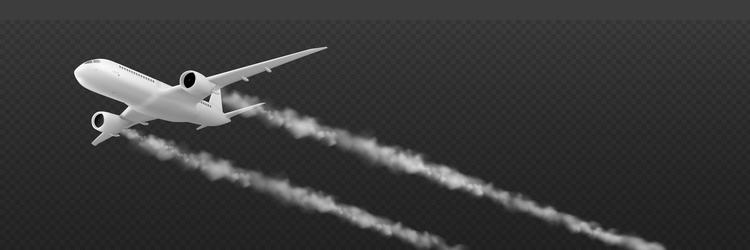 plane condensation trail with smoke cloud vector