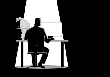 man working behind desktop computer vector image