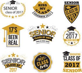 Senior Graduation Text Collection Vector Image