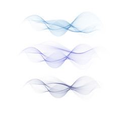 Set abstract color smoke wave transparent smooth vector