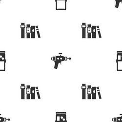 set tetris ray gun and book on seamless pattern vector image