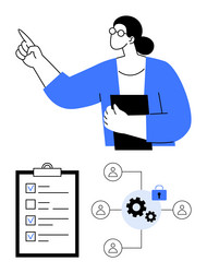 team leader guiding workflow with task list vector image