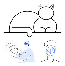 ai integration with brain mapping facial vector image
