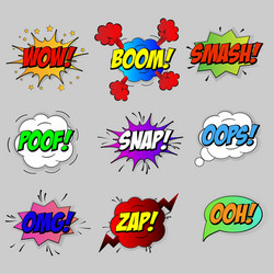 Comic sound speech effect bubbles set isolated vector