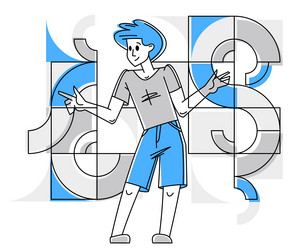 creative worker doing some job and creating vector image