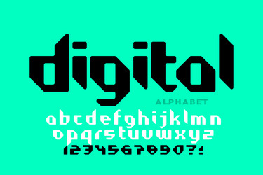 digital style font alphabet letters and numbers vector image
