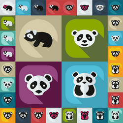 flat concept set modern design with shadow pandas vector image