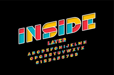 layered font design alphabet letters and numbers vector image