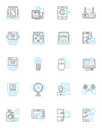 machine learning linear icons set neural nerks vector