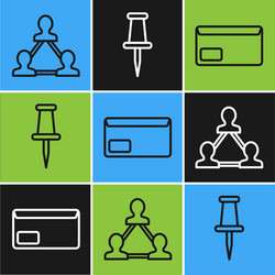 set line project team base envelope and push pin vector image