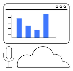 data analytics with cloud computing and voice vector image