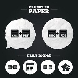 export file signs convert doc to pdf symbols vector image