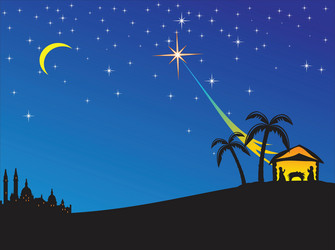 Nativity Scene with Holy Family Vector Image