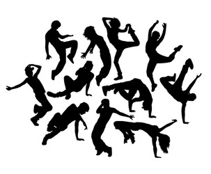 Breakdance Silhouettes Vector Image