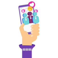 function of a mobile app hand with phone apps vector image