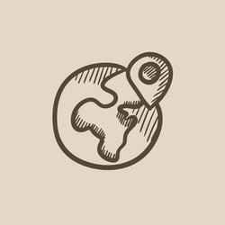 globe with pointer sketch icon vector image
