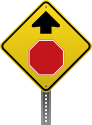 Stop ahead sign vector