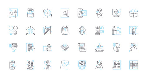visual design linear icons set composition color vector image