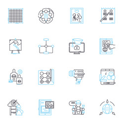 visual design linear icons set composition color vector image