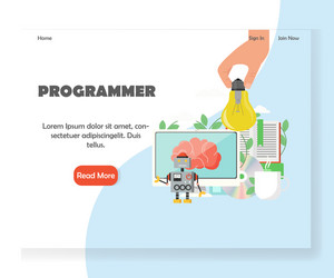 programmer website landing page design vector