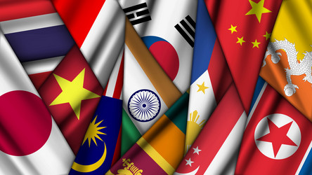 set of variant flags stacked on top each other vector image
