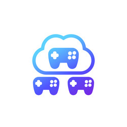 Cloud gaming icon with and game controllers vector