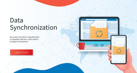 Data synchronization concept in 3d style vector