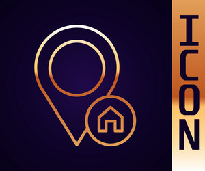 gold line map pointer with house icon isolated vector image