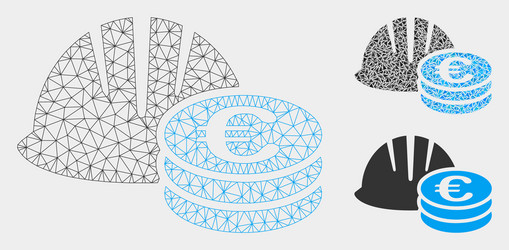 helmet and euro coins mesh wire frame model vector image