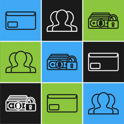 Set line envelope money with lock and users group vector