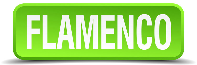 flamenco green 3d realistic square isolated button vector image