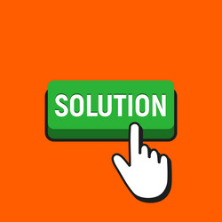 Hand mouse cursor clicks the solution button vector