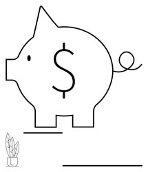 minimalistic piggy bank with dollar sign and small vector image
