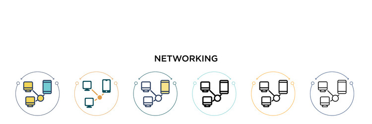 networking icon in filled thin line outline vector image