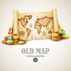 Old manuscript vintage paper scroll treasure map Vector Image