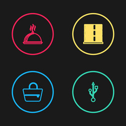 set line handbag usb server data web hosting vector image