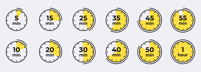 Timer clock stopwatch isolated set icons vector