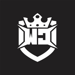 wc logo monogram isolated with shield and crown vector image