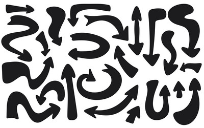 hand drawn dynamic arrows set pointer insignia vector image