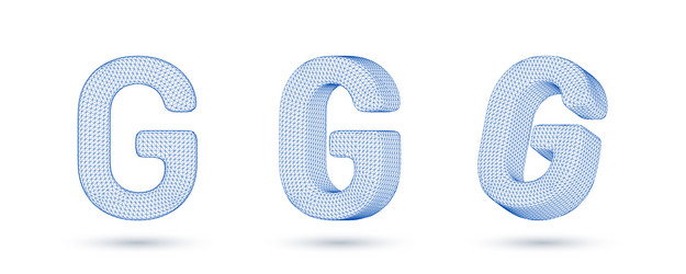 Letter g wireframe high polygonal outline low vector