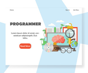 programmer website landing page design vector