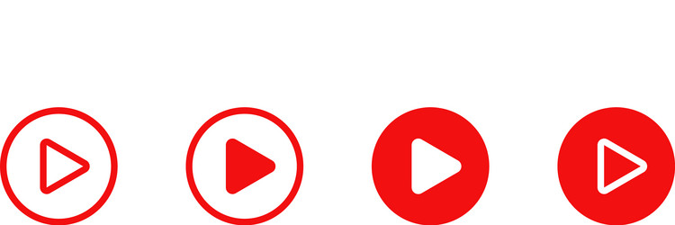 set button play red icons in flat style vector image