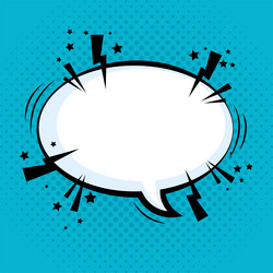 Speech bubble blue color pop art style Royalty Free Vector