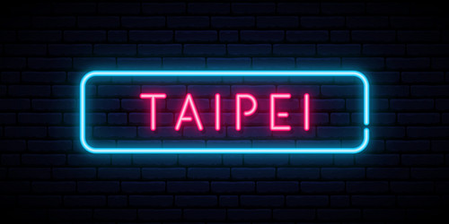 Taipei neon sign bright light signboard banner vector