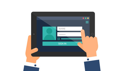 authorization web page entering login and password vector image