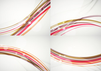 set abstract backgrounds curve wave lines vector image