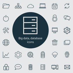 Big data database outline thin flat digital vector