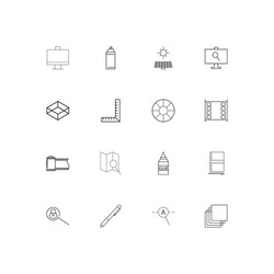 Creative process and design linear thin icons set vector